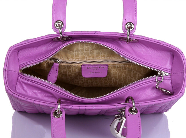 replica jumbo lady dior lambskin leather bag 6322 light purple with silver hardware